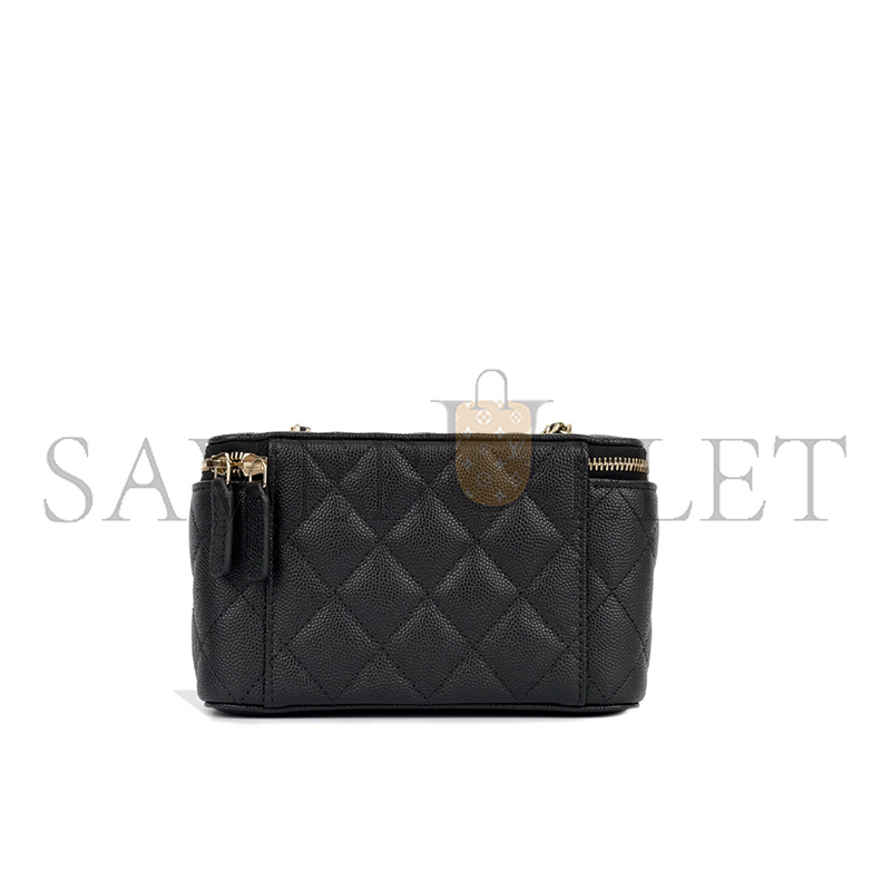 CHANEL CAVIAR QUILTED SMALL VANITY CASE WITH CHAIN BLACK (17*8*7.5cm)
